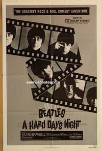 v584 HARD DAY'S NIGHT one-sheet movie poster R82 The Beatles, John Lennon