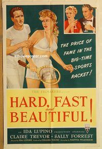 v587 HARD, FAST & BEAUTIFUL one-sheet movie poster '51 Trevor, tennis!
