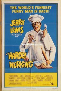 v589 HARDLY WORKING one-sheet movie poster '81 funny man Jerry Lewis!