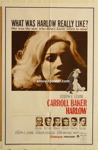 v590 HARLOW one-sheet movie poster '65 Carroll Baker