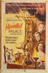 v594 HAUNTED PALACE one-sheet movie poster '63 Vincent Price, Lon Chaney