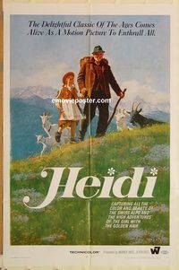 v605 HEIDI one-sheet movie poster '68 from classic Swiss novel!