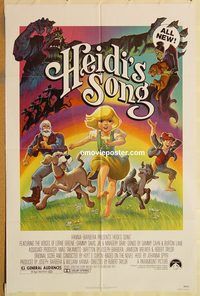 v606 HEIDI'S SONG one-sheet movie poster '82 Hanna-Barbera cartoon!