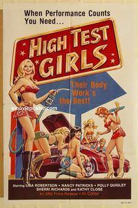 v613 HIGH TEST GIRLS one-sheet movie poster '70s sexy hot rod women!