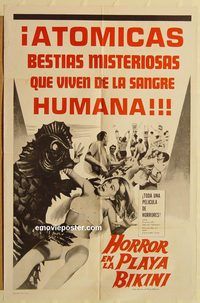 v624 HORROR OF PARTY BEACH Spanish/US one-sheet movie poster '64 monster!