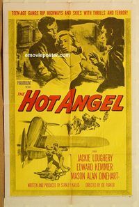 v626 HOT ANGEL one-sheet movie poster '58 teenage rebel gangs!