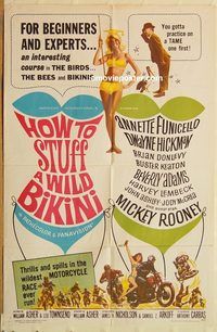 v646 HOW TO STUFF A WILD BIKINI one-sheet movie poster '65 Annette Funicello