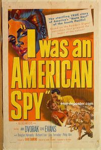 v657 I WAS AN AMERICAN SPY one-sheet movie poster '51 Ann Dvorak, Evans
