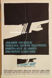 v661 IN HARM'S WAY one-sheet movie poster '65 John Wayne, Saul Bass
