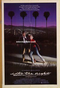 v667 INTO THE NIGHT one-sheet movie poster '85 Jeff Goldblum, Pfeiffer