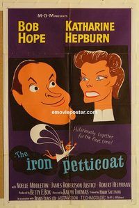 v671 IRON PETTICOAT one-sheet movie poster '56 Bob Hope, Katharine Hepburn