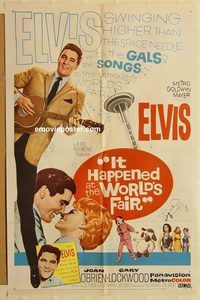v673 IT HAPPENED AT THE WORLD'S FAIR one-sheet movie poster '63 Elvis!