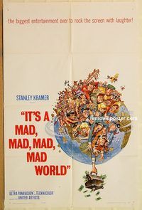 v676 IT'S A MAD, MAD, MAD, MAD WORLD one-sheet movie poster '64 Davis art!
