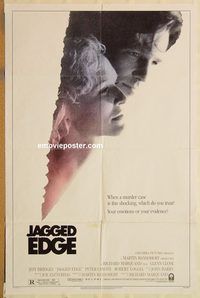 v677 JAGGED EDGE one-sheet movie poster '85 Glenn Close, Jeff Bridges