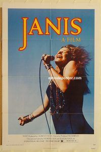 v678 JANIS one-sheet movie poster '75 Joplin, rock 'n' roll!