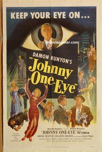 v685 JOHNNY ONE-EYE one-sheet movie poster '50 Damon Runyon, Pat O'Brien