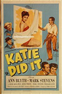 v691 KATIE DID IT one-sheet movie poster '51 Ann Blyth, Mark Stevens
