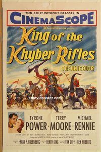 v695 KING OF THE KHYBER RIFLES one-sheet movie poster '54 Tyrone Power