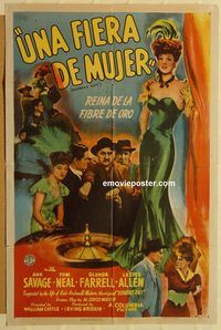 v696 KLONDIKE KATE Spanish/US one-sheet movie poster '43 Ann Savage, Tom Neal