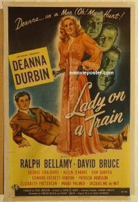 v701 LADY ON A TRAIN one-sheet movie poster '45 bad Deanna Durbin!