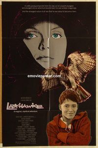 v702 LADYHAWKE 1sh '85 cool image of Michelle Pfeiffer & young Matthew Broderick!