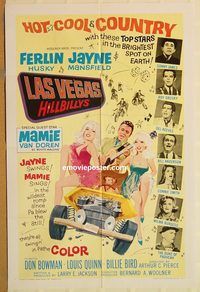 v707 LAS VEGAS HILLBILLYS one-sheet movie poster '66 Mansfield, Van Doren