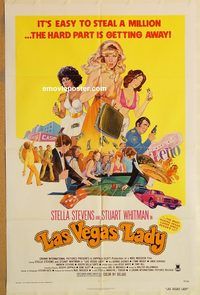 v708 LAS VEGAS LADY one-sheet movie poster '75 sexy gangster women!