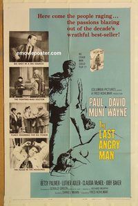 v710 LAST ANGRY MAN one-sheet movie poster '59 Paul Muni, David Wayne