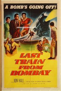 v713 LAST TRAIN FROM BOMBAY one-sheet movie poster '52 Jon Hall, Berest