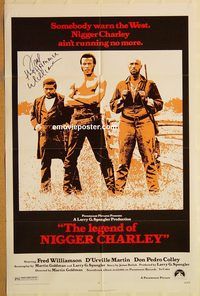 v718 LEGEND OF NIGGER CHARLEY signed one-sheet movie poster '72 Williamson