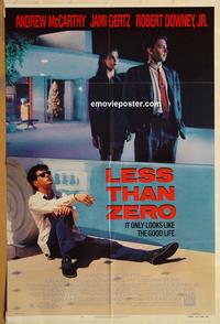 v719 LESS THAN ZERO one-sheet movie poster '87 McCarthy, Robert Downey Jr.