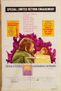 v723 LION IN WINTER one-sheet movie poster R75 Kate Hepburn, O'Toole