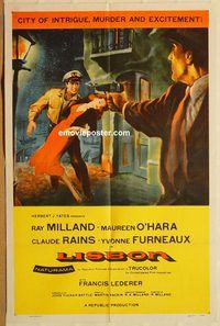 v725 LISBON one-sheet movie poster '56 Ray Milland, Maureen O'Hara