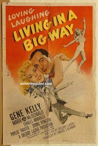 v729 LIVING IN A BIG WAY one-sheet movie poster '47 Gene Kelly, McDonald