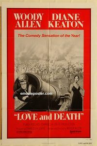 v736 LOVE & DEATH style C one-sheet movie poster '75 Woody Allen, Keaton