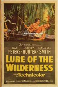 v740 LURE OF THE WILDERNESS one-sheet movie poster '52 Jean Peters, Hunter