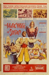 v744 MAGIC VOYAGE OF SINBAD one-sheet movie poster '62 Edward Stolar