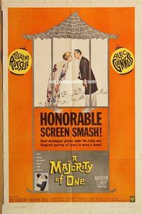 v745 MAJORITY OF ONE one-sheet movie poster '62 Rosalind Russell, Guinness