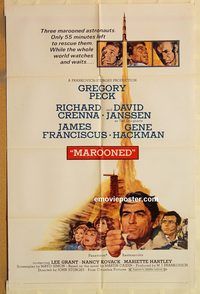 v752 MAROONED style C one-sheet movie poster '69 Gregory Peck, Gene Hackman