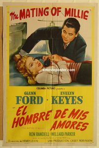 v753 MATING OF MILLIE Spanish/US one-sheet movie poster '47 Glenn Ford
