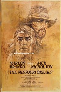 v768 MISSOURI BREAKS advance one-sheet movie poster '76 Brando, Nicholson