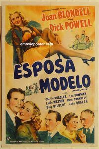 v770 MODEL WIFE Spanish/US one-sheet movie poster '41 Joan Blondell, Powell