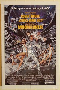 v775 MOONRAKER one-sheet movie poster '79 Roger Moore as James Bond!