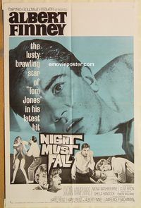 v795 NIGHT MUST FALL one-sheet movie poster '64 Albert Finney