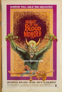 v796 NIGHT OF THE BLOOD MONSTER one-sheet movie poster '72 Christopher Lee