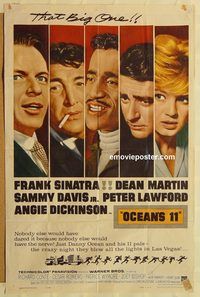 v802 OCEAN'S 11 one-sheet movie poster '60 Sinatra, classic Rat Pack!