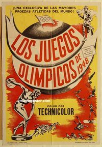 v808 OLYMPIC GAMES OF 1948 Spanish/US one-sheet movie poster '48 Olympics!