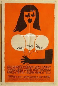 v813 ONE TWO THREE one-sheet movie poster '62 Billy Wilder, Saul Bass art!