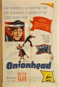 v814 ONIONHEAD one-sheet movie poster '58 Andy Griffith, Felicia Farr