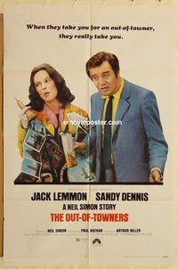 v819 OUT-OF-TOWNERS one-sheet movie poster '70 Jack Lemmon, Sandy Dennis